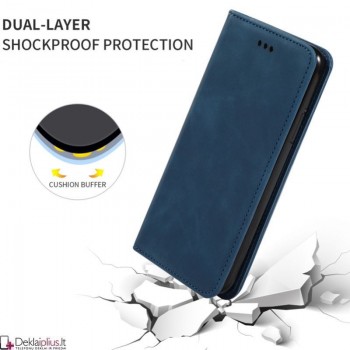 Dirbtinės odos dėklas su skyreliais - mėlynas (Xiaomi Redmi Note 13 5G)